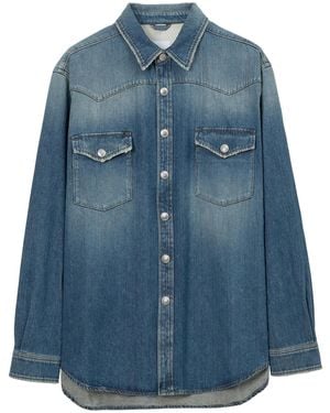 Burberry Long-Sleeve Denim Shirt - Blue