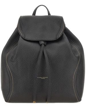 Gianni Chiarini Mittelgroßer Violette Rucksack Aus Gekörntem Rindsleder - Schwarz