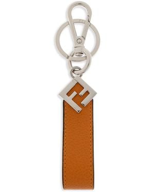 Fendi Logo Plaque Keyring - White