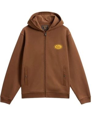 Woolrich Graphic-Print Zip-Up Hoodie - Brown