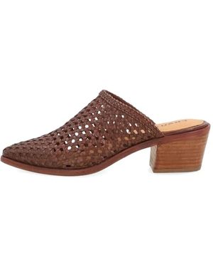 Frau Mules En Cuir Tressé À La Main - Brown