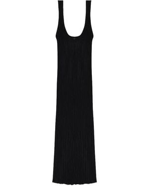 Lanvin Ribbed Sleeveless Midi Dress - Black