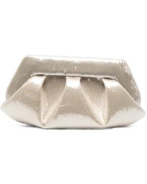 THEMOIRÈ Bios Lurex-Finish Ruched Clutch Bag - Natural