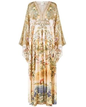 CAMILLA Floral-Print V-Neck Maxi Dress - Metallic
