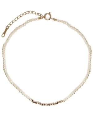 Mizuki Tobillera en oro amarillo de 14kt con perlas - Blanco