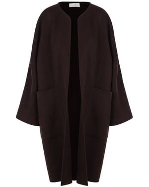 The Row Collarless Open-Front Coat - Black