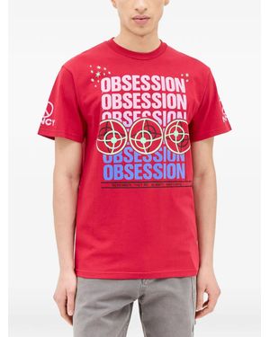 Nancy Ganz Text-Print Crew-Neck T-Shirt - Red