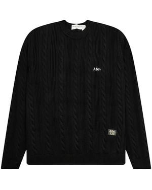 Advisory Board Crystals Cable-Knit Crew-Neck Jumper - Black