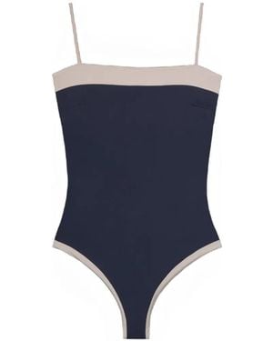 Moorer Key Contrasting-Trim Swimsuit - Blue