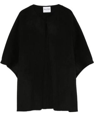 Kujten Open-Front Short-Sleeve Cape - Black