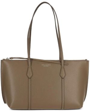 Tory Burch Perry Zip-Top Leather Tote Bag - Brown