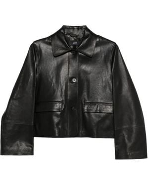 Arma Button-Pocket Leather Jacket - Black