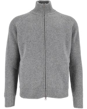 L.B.M. 1911 Ribbed-Knit Zip-Up Cardigan - Grey
