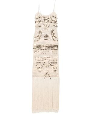 Bless Vestido Largo Takara Con Cuentas - Blanco