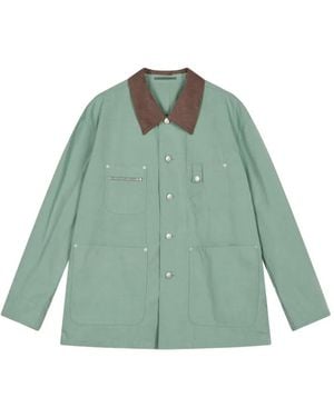 CROQUIS Multi-Pocket Contrast-Collar Jacket - Green