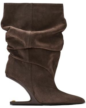 Balmain No Wedge Suede Ankle Boots - Brown