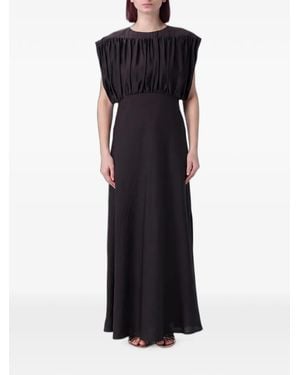 Tela Gathered Sleeveless Maxi Dress - Black