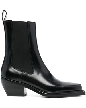Sandro Bottines En Cuir À Petit Talon - Noir