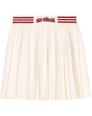 Maje Flame-Embroidered Pleated Skirt - White