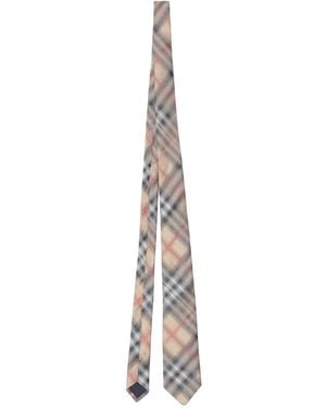Burberry Check-Pattern Silk Tie - White