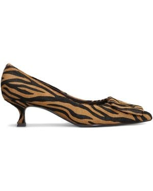 Bibi Lou Animal-Print Heeled Court Shoes - Brown