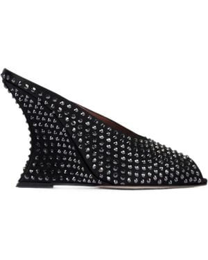 Paris Texas Nina Stud-Embellished Wedge Sandals - Black