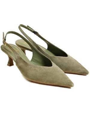 Poche Paris Pointed-Toe Slingback Pumps - Green
