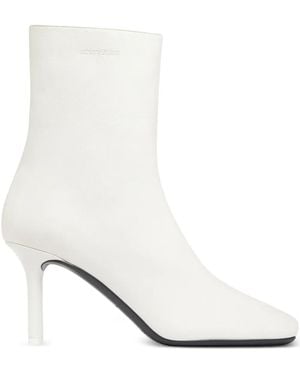 Courreges Square-Toe Leather Ankle Boots - White