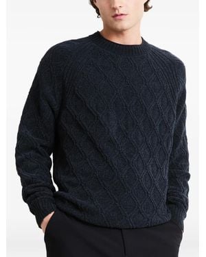 Rrd Pull En Maille À Motif De Losanges Et À Manches Raglan - Blue