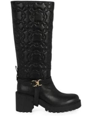 Ferragamo Shiran Quilted Leather Boots - Black