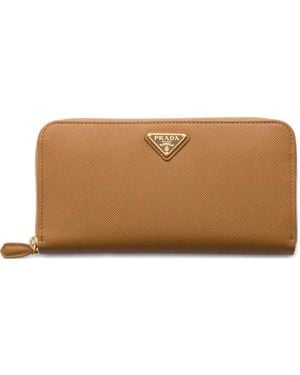 Prada Large Saffiano Leather Wallet - Brown