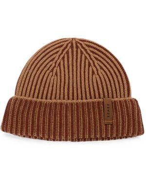 Sease Ribbed-Knit Beanie Hat - Brown
