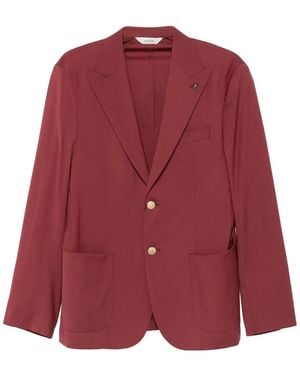 Paoloni Peak-Lapel Single-Breasted Blazer - Red