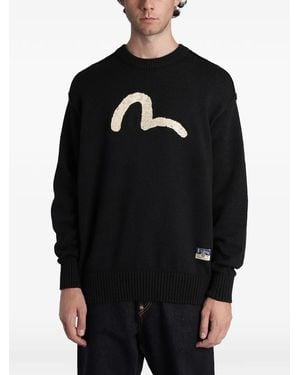 Evisu Seagull-Intarsia Jumper - Black