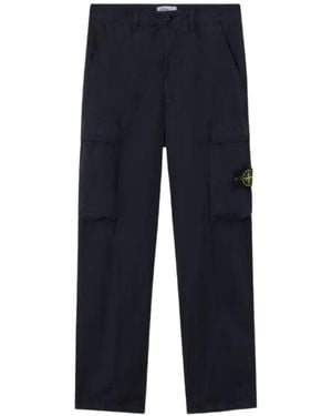 Stone Island Logo-Patch Straight-Leg Trousers - Blue