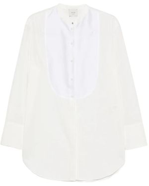 Alysi Bib-Panel Band-Collar Shirt - White