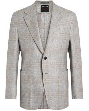 ZEGNA Blazer A Quadri - Grigio