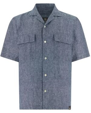 BOGGI Linen And Cotton Denim Shirt - Blue