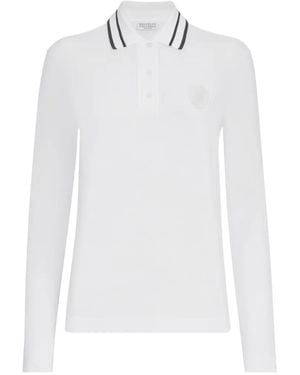 Brunello Cucinelli Stretch-Cotton Piqué Polo Shirt With Logo - White