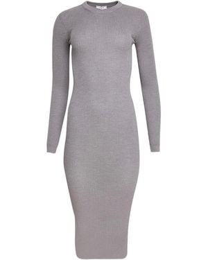 Wardrobe NYC Ribbed Long-Sleeve Midi Dress - Gray