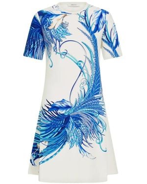 Ferragamo Feather Show Print Dress - Blue