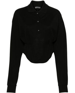 Mugler Corseted Polo Shirt - Black