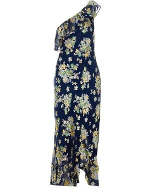 RIXO London Leon Ruffled One-Shoulder Floral-Print Midi Dress - Blue