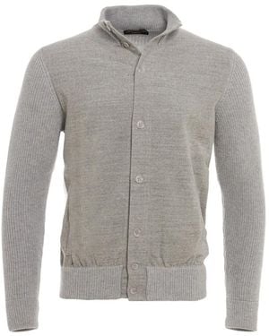 Doriani Ribbed-Trim Paneled Cardigan - Gray