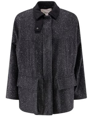 Hevò Castel Del Monte Flecked Button-Cuff Coat - Gray