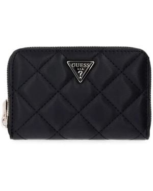 Guess Portefeuille Matelassé Juliet À Plaque Logo - Black