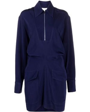 Victoria Beckham Flap-Pocket Minidress - Blue