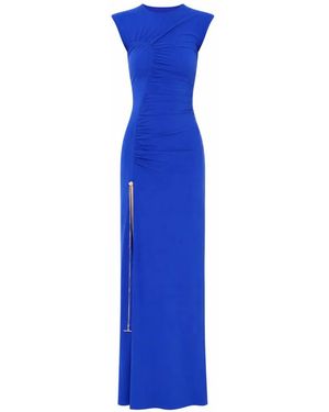 Danamé Ruched Chain-Detail Maxi Dress - Blue