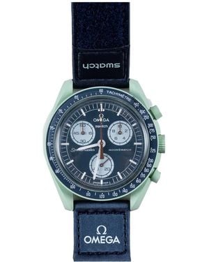 Swatch Montre Moon Mission To Earth X 42 Mm En Biocéramique - Bleu