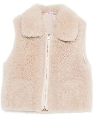 Liska Shearling Zip-Up Gilet - Natural